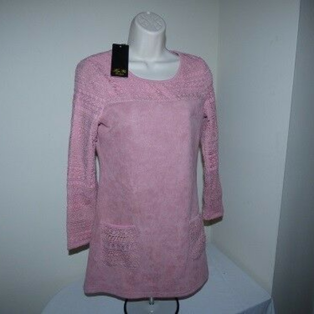Kin Yu Pink Long sleeves Faux Suede dress/Top - Picture 1 of 5